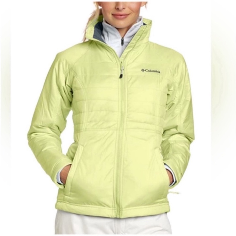 Columbia Women's Medium Puffer Jacket Lime Yellow  Lightweight Outdoor gorpcore
